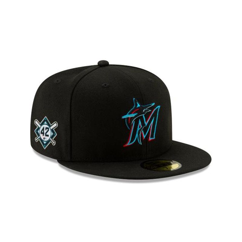 MLB Miami Marlins Jackie Robinson Day 59Fifty Fitted (UZE2131) - Black New Era Caps